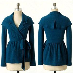 Anthropologie Konnichiwa Sweater Cardigan by Sparrow, Size Large, Teal